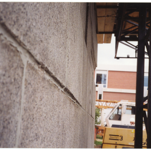 Limestone base of Campanile with blocks misaligned