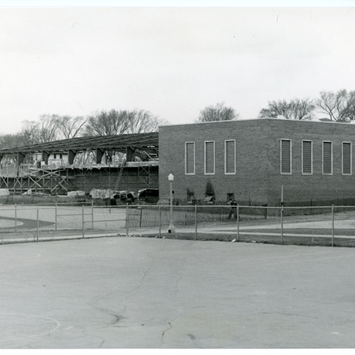 The original fieldhouse under construction, Spring 1957