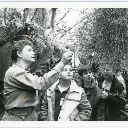 Leila George leading students on a Greenhouse field trip