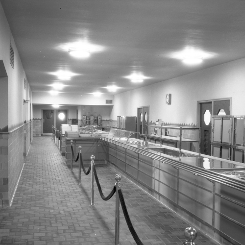 Empty cafeteria food serving line