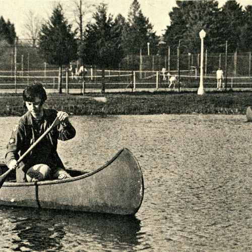 Canoers on the pond